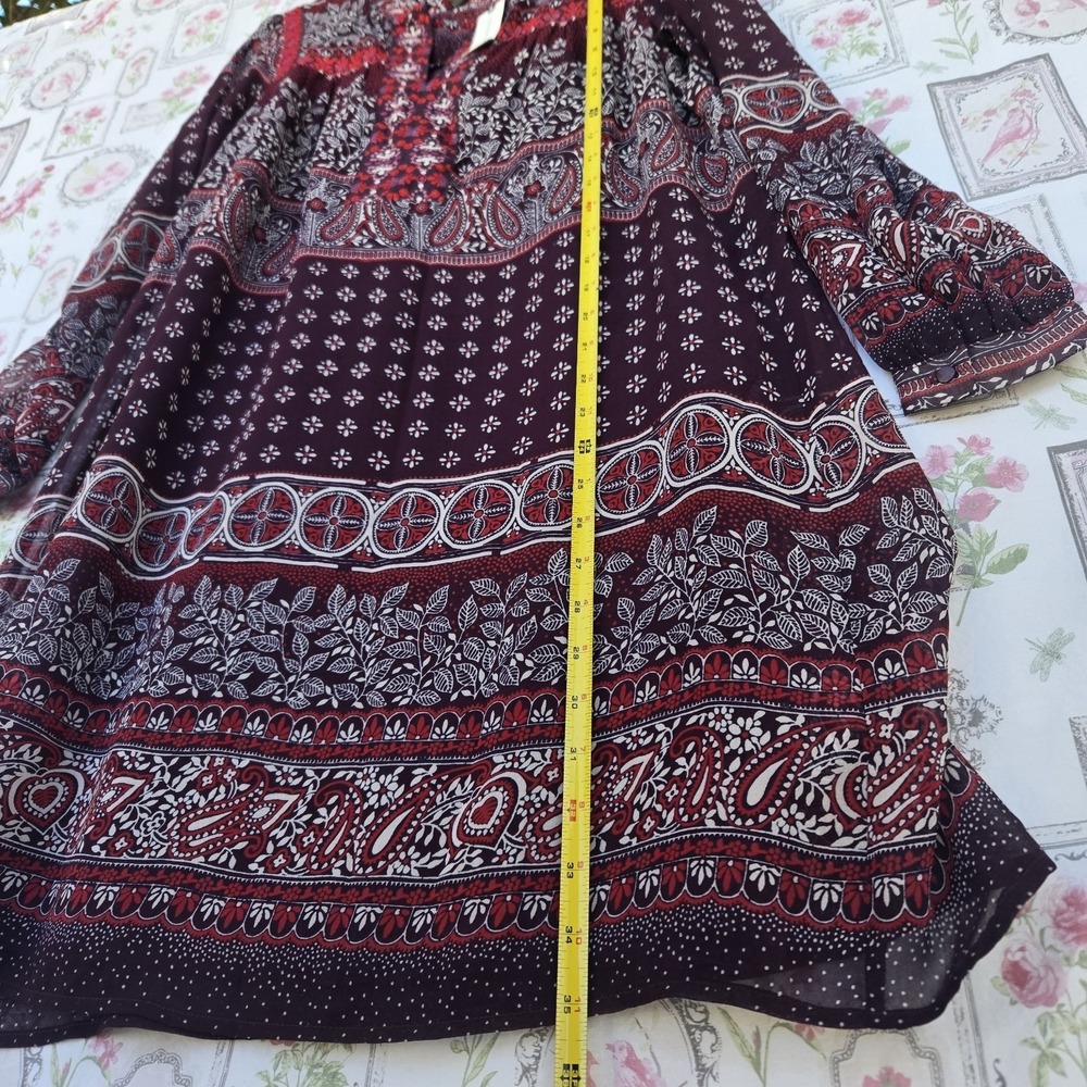 NWT Anthropologie One September Vella XS Burgundy Paisley Floral Tunic Dress - Picture 8 of 8